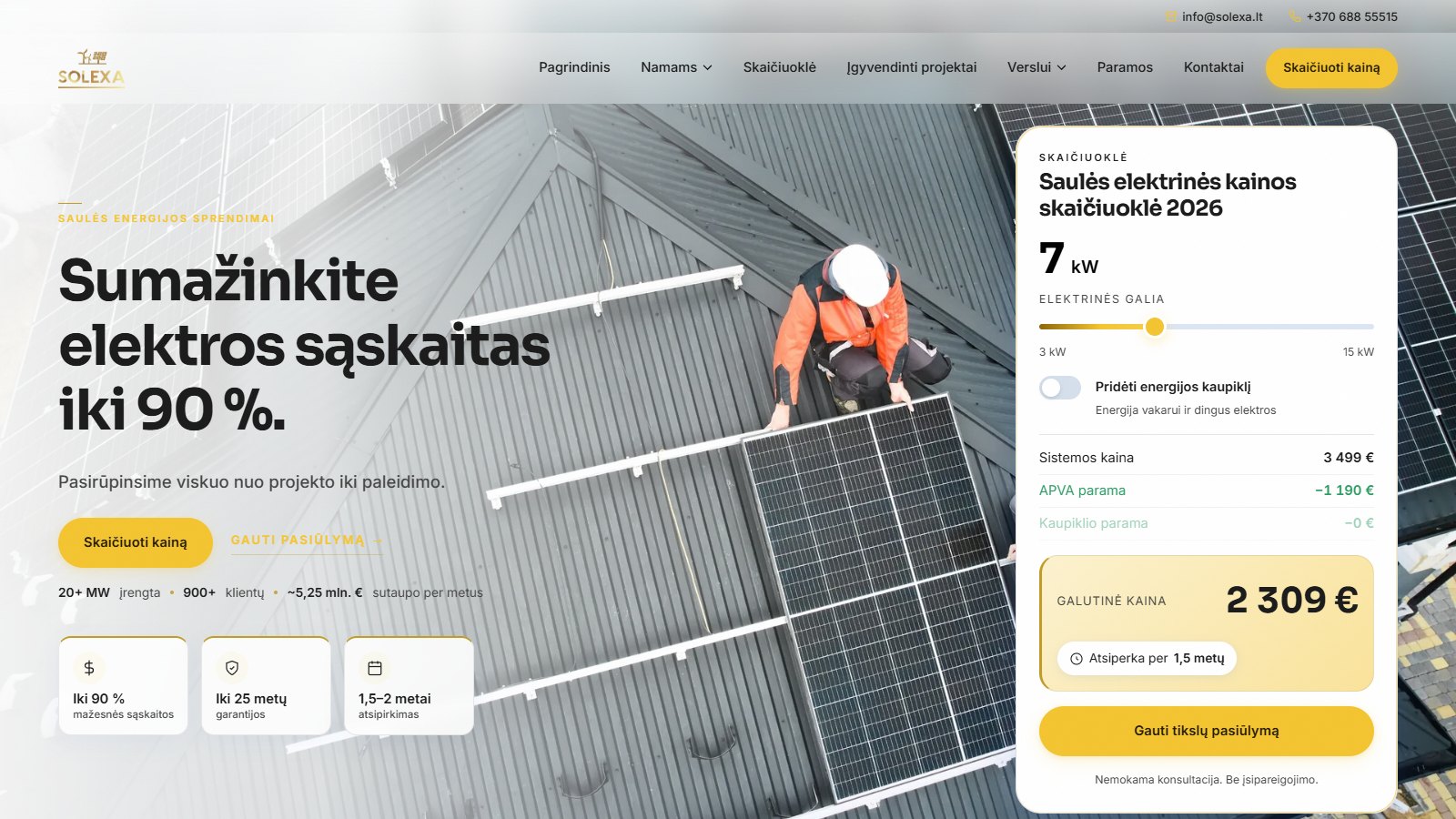 Solexa — saulės elektrinių svetainė